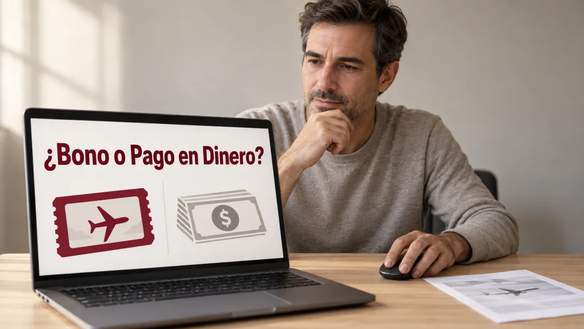 Aceptar el bono por retraso de vuelo o pedir el pago en dinero: qué conviene más