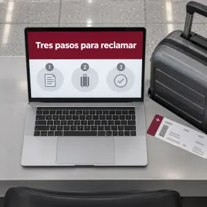 Mostrador de reclamaciones de una aerolínea tras un vuelo cancelado