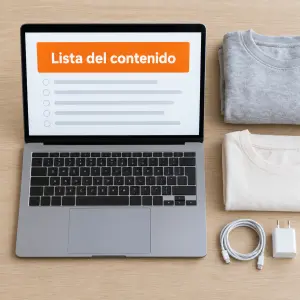Lista del contenido del equipaje con facturas y tiques para reclamar a la aerolínea