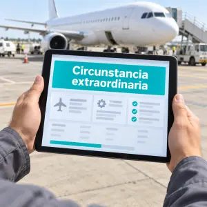 Técnico revisando un avión en pista: una avería técnica no suele eximir a la aerolínea de pagar la compensación