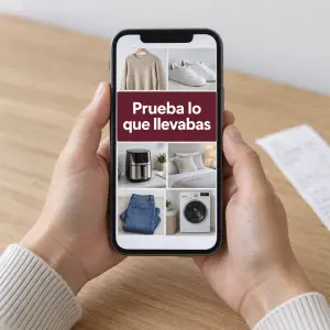 Pasajera preparando en el portátil la lista del contenido de su equipaje con facturas al lado