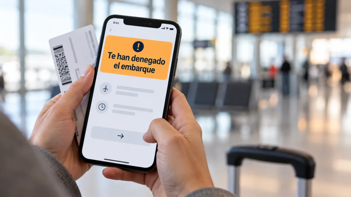 Mostrador de Iberia en el aeropuerto durante una incidencia de overbooking