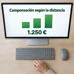Tabla de compensaciones del Reglamento 261/2004 de derechos de los pasajeros según la distancia del vuelo