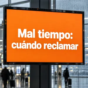 Avión en pista durante una tormenta que provoca un retraso de vuelo por mal tiempo
