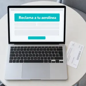 Pasajero rellenando la reclamación por el retraso de su vuelo en el aeropuerto