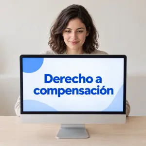 Pasajero mirando el panel de salidas por un retraso de vuelo con Ryanair