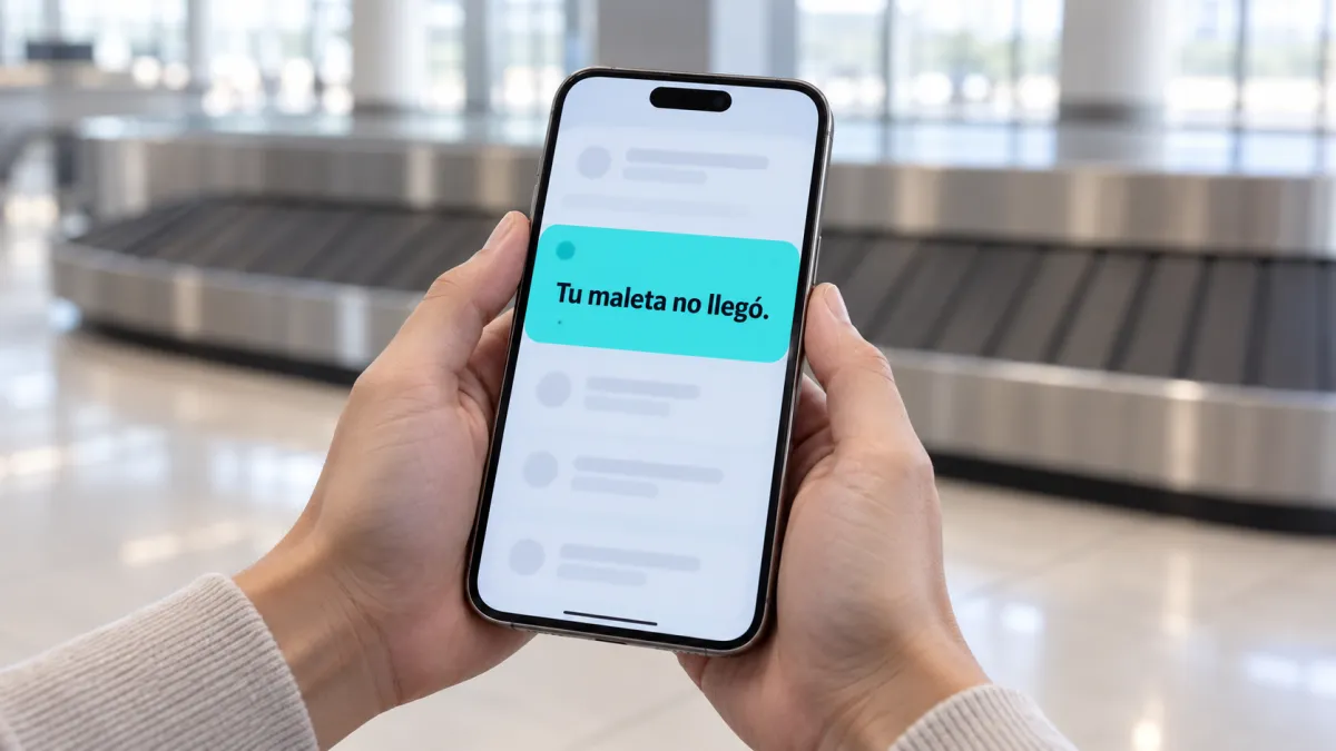 Maletas perdidas con Vueling: pasajera ante la cinta de equipajes vacía tras aterrizar